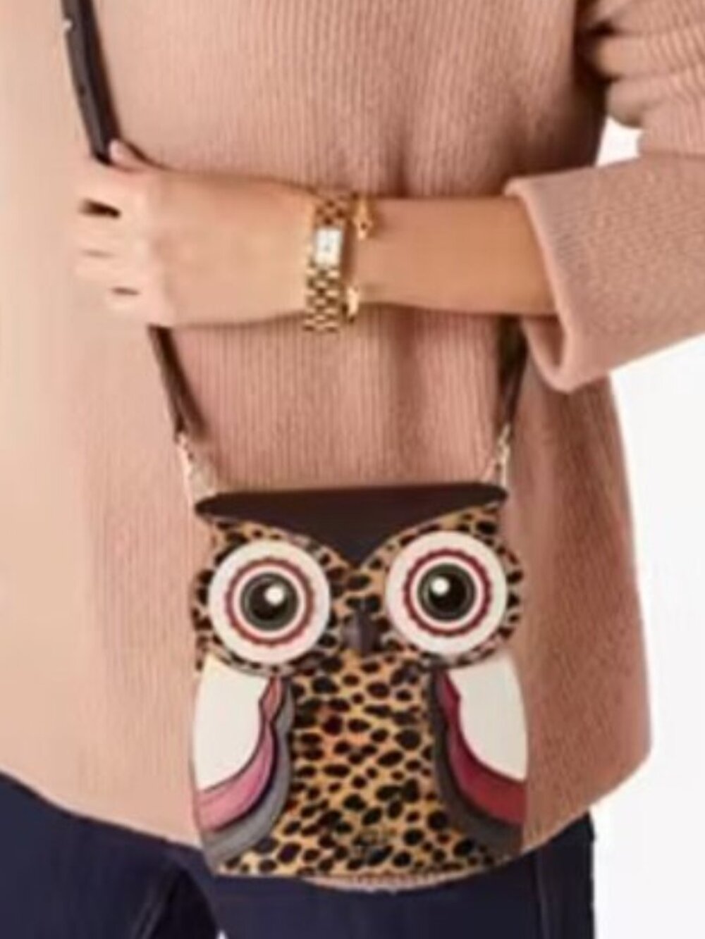 NWT Kate Spade Blinx Leopard 3d Owl Crossbody